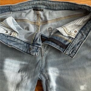 American Eagle jeans with extra comfy stretching material.  Any size fits.